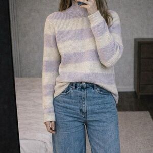 Intermix Lavender / Pink Pastel & Cream Striped Turtleneck Knit